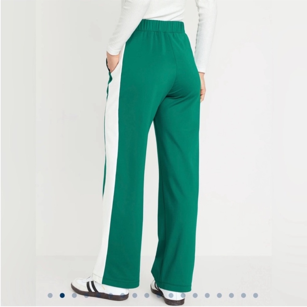 Green and White Women's Pants High Waisted Brushed PowerSoft NEW XS Track Retro - Picture 4 of 10